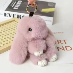 Plush Hanging Rabbit Pendant – Floppy Ear Bunny Keychain with Imitation Otter Fur, Mini Cute Rabbit Charm for Backpacks