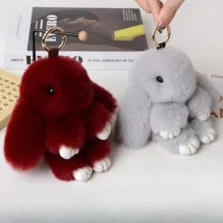 Plush Hanging Rabbit Pendant – Floppy Ear Bunny Keychain with Imitation Otter Fur, Mini Cute Rabbit Charm for Backpacks