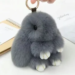 Plush Hanging Rabbit Pendant – Floppy Ear Bunny Keychain with Imitation Otter Fur, Mini Cute Rabbit Charm for Backpacks