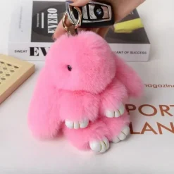 Plush Hanging Rabbit Pendant – Floppy Ear Bunny Keychain with Imitation Otter Fur, Mini Cute Rabbit Charm for Backpacks
