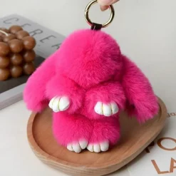 Plush Hanging Rabbit Pendant – Floppy Ear Bunny Keychain with Imitation Otter Fur, Mini Cute Rabbit Charm for Backpacks