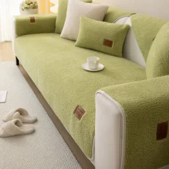 Plush Shaggy Sofa Slipcover Sofa Seat Cover Sectional Couch Covers Floral Jacquard,Furniture Protector Anti-Slip Couch Covers for Dogs Cats Kids(Sold by Piece/Not All Set)