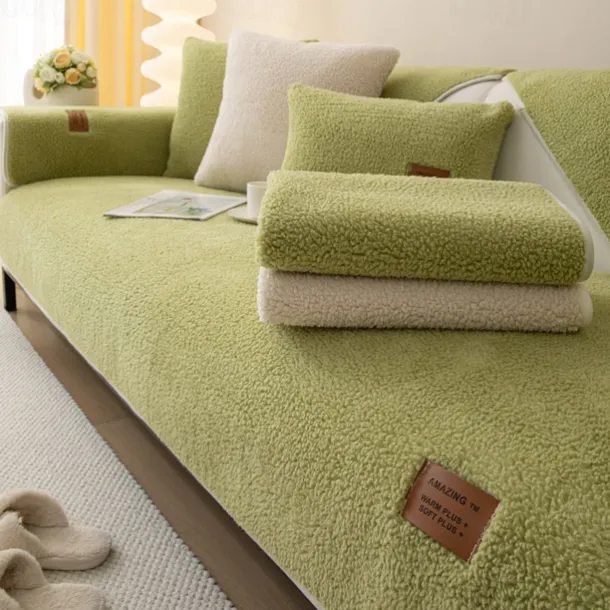 Plush Shaggy Sofa Slipcover Sofa Seat Cover Sectional Couch Covers Floral Jacquard,Furniture Protector Anti-Slip Couch Covers for Dogs Cats Kids(Sold by Piece/Not All Set)