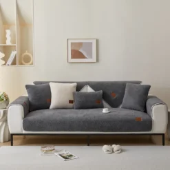 Plush Shaggy Sofa Slipcover Sofa Seat Cover Sectional Couch Covers Floral Jacquard,Furniture Protector Anti-Slip Couch Covers for Dogs Cats Kids(Sold by Piece/Not All Set)