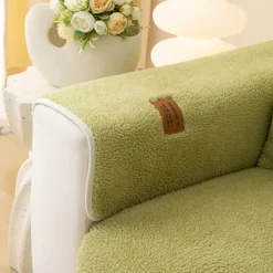 Plush Shaggy Sofa Slipcover Sofa Seat Cover Sectional Couch Covers Floral Jacquard,Furniture Protector Anti-Slip Couch Covers for Dogs Cats Kids(Sold by Piece/Not All Set)