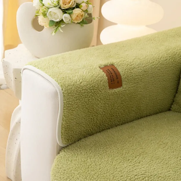 Plush Shaggy Sofa Slipcover Sofa Seat Cover Sectional Couch Covers Floral Jacquard,Furniture Protector Anti-Slip Couch Covers for Dogs Cats Kids(Sold by Piece/Not All Set)