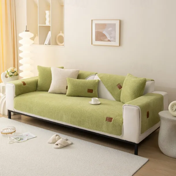 Plush Shaggy Sofa Slipcover Sofa Seat Cover Sectional Couch Covers Floral Jacquard,Furniture Protector Anti-Slip Couch Covers for Dogs Cats Kids(Sold by Piece/Not All Set)