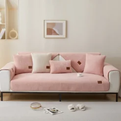 Plush Shaggy Sofa Slipcover Sofa Seat Cover Sectional Couch Covers Floral Jacquard,Furniture Protector Anti-Slip Couch Covers for Dogs Cats Kids(Sold by Piece/Not All Set)