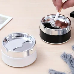 Pocket Ashtray Outdoor Tabletop Ashtrays Stainless Steel Ashtray, Sealed Windproof Ashtray, Living Room Household Rotary Thickening Ashtray