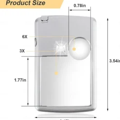 Pocket Magnifying Glass 3X & 6X LED Lighted Magnifier Slide Out Magnifying Glass Handheld Reading Magnifier Square Magnifiers Loupe for Jewelry Stamps Watches Crafts Textile