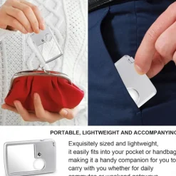 Pocket Magnifying Glass 3X & 6X LED Lighted Magnifier Slide Out Magnifying Glass Handheld Reading Magnifier Square Magnifiers Loupe for Jewelry Stamps Watches Crafts Textile