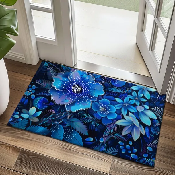 Pointillism Flowers Doormat Floor Mats Washable Rugs Kitchen Mat Non-Slip Oil Proof Rug Indoor Outdoor Mat Bedroom Decor Bathroom Mat Entrance Rug