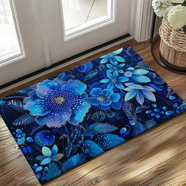 Pointillism Flowers Doormat Floor Mats Washable Rugs Kitchen Mat Non-Slip Oil Proof Rug Indoor Outdoor Mat Bedroom Decor Bathroom Mat Entrance Rug