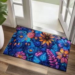 Pointillism Flowers Doormat Floor Mats Washable Rugs Kitchen Mat Non-Slip Oil Proof Rug Indoor Outdoor Mat Bedroom Decor Bathroom Mat Entrance Rug