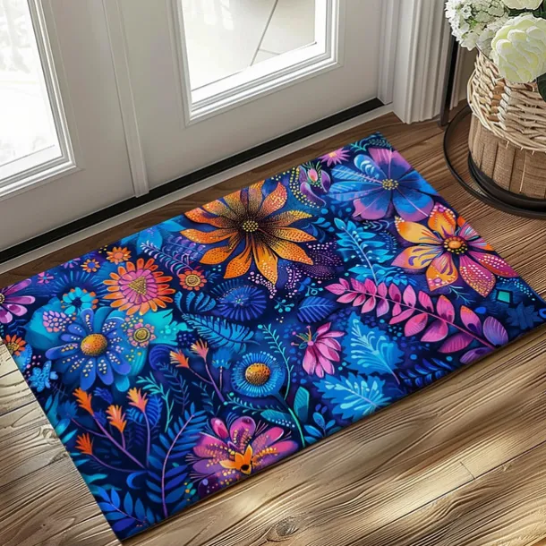 Pointillism Flowers Doormat Floor Mats Washable Rugs Kitchen Mat Non-Slip Oil Proof Rug Indoor Outdoor Mat Bedroom Decor Bathroom Mat Entrance Rug