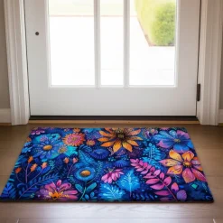 Pointillism Flowers Doormat Floor Mats Washable Rugs Kitchen Mat Non-Slip Oil Proof Rug Indoor Outdoor Mat Bedroom Decor Bathroom Mat Entrance Rug