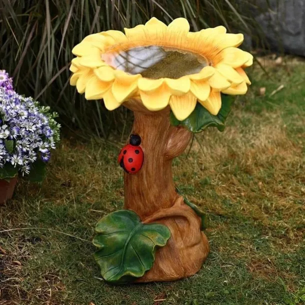 Polyresin Sunflower Bird Bath Sunflower Resin Crafts Gardening Ornaments