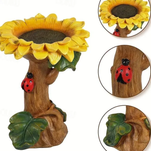 Polyresin Sunflower Bird Bath Sunflower Resin Crafts Gardening Ornaments