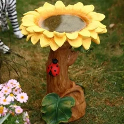 Polyresin Sunflower Bird Bath Sunflower Resin Crafts Gardening Ornaments