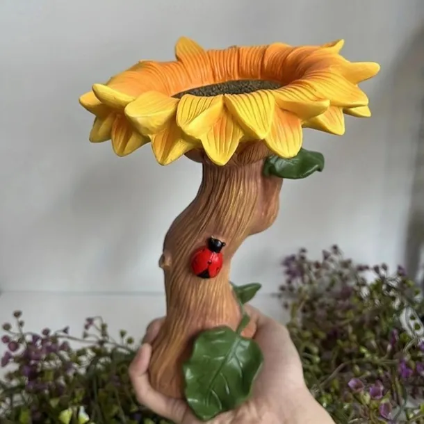 Polyresin Sunflower Bird Bath Sunflower Resin Crafts Gardening Ornaments