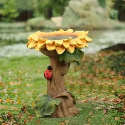 Polyresin Sunflower Bird Bath Sunflower Resin Crafts Gardening Ornaments