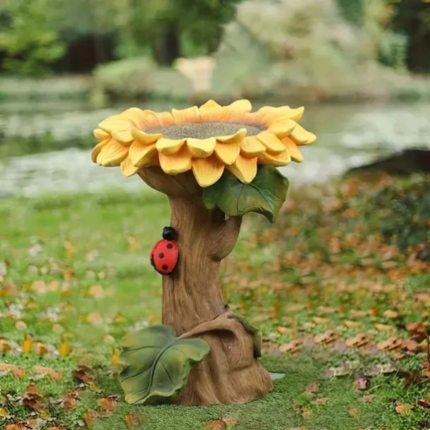 Polyresin Sunflower Bird Bath Sunflower Resin Crafts Gardening Ornaments