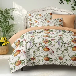 Pomegranate Fruit Duvet Cover Set Cotton Tropical Plants Pattern Set Soft 3-Piece Luxury Bedding Set Home Decor Gift Twin Full King Queen Size Duvet Cover