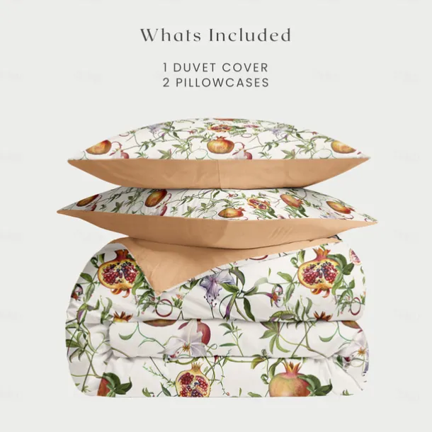 Pomegranate Fruit Duvet Cover Set Cotton Tropical Plants Pattern Set Soft 3-Piece Luxury Bedding Set Home Decor Gift Twin Full King Queen Size Duvet Cover