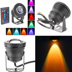 Pond Fountain Light RGB LED Underwater Pool Spotlight with Remote Control 10W Color Changing LED Dimmable 12V for Pool Lighting