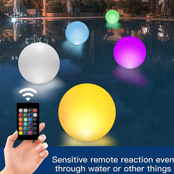 Pool Light Floating Pool Ball Light Color Changing with Remote Control 16 RGB Dimmer Night Light IP65 Waterproof Battery Powered Hot Tub Light Pool Garden Party Luminous Decoration
