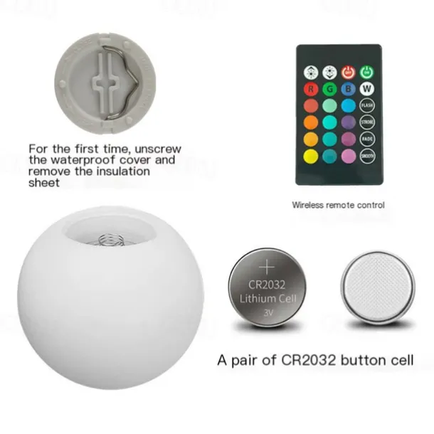 Pool Light Floating Pool Ball Light Color Changing with Remote Control 16 RGB Dimmer Night Light IP65 Waterproof Battery Powered Hot Tub Light Pool Garden Party Luminous Decoration