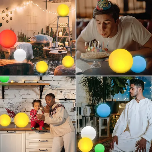 Pool Light Floating Pool Ball Light Color Changing with Remote Control 16 RGB Dimmer Night Light IP65 Waterproof Battery Powered Hot Tub Light Pool Garden Party Luminous Decoration