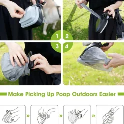 Pooper Scooper, Expandable Pet Poop Picker, Portable Dog Pooper Scooper for Small and Large Dogs, Waste Bag Storage Compartment