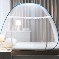 Pop Up Mosquito Net for Double Bed King Size Foldable Machardani Polyester Strong Net PVC Coated Corrosion Resistant Steel Wire