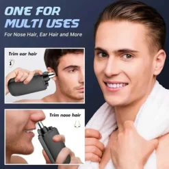 Portable & Painless Nose Hair Trimmer - Versatile, Stylish, Rechargeable, Precision Grooming for Nose, Ears, and Eyebrows - High-Torque Motor, Ergonomic Design, Compact, Travel-Friendly