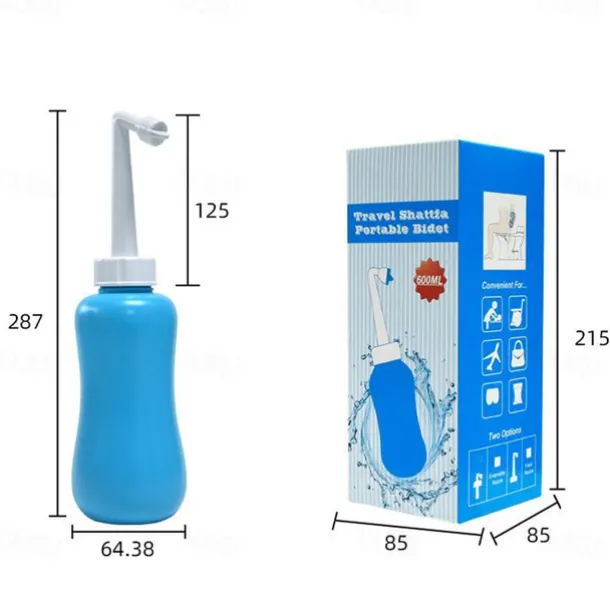 Portable Bidet Sprayer EVA Bottle 300/400/600 ml Detachable Nozzle Head with Case, Travel Handheld Large Bottle for Toilet Bathroom Shattaf Hand Spray