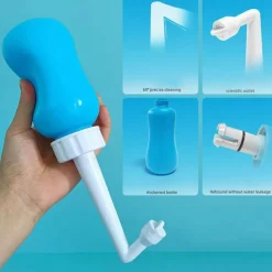 Portable Bidet Sprayer EVA Bottle 300/400/600 ml Detachable Nozzle Head with Case, Travel Handheld Large Bottle for Toilet Bathroom Shattaf Hand Spray