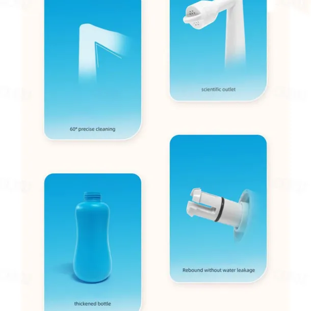 Portable Bidet Sprayer EVA Bottle 300/400/600 ml Detachable Nozzle Head with Case, Travel Handheld Large Bottle for Toilet Bathroom Shattaf Hand Spray