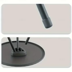 Portable Black Outdoor Table with Lamp Stand - Foldable, Iron Construction, Casual Style, Includes Storage Bag, Small Outdoor Table