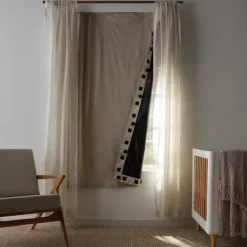 Portable Blackout Curtain Cloth Non-perforation Installation Adhesive Sunscreen Curtain Portable Suction Cup Curtain Fabric Beige