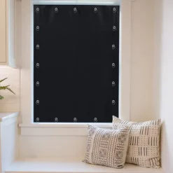 Portable Blackout Curtains Travel Blinds with Suction Cups Adjustable Shades Thermal Insulated Drapes for Window Storage Room Bathroom and Basement Black