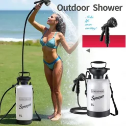 Portable Camping Shower, 10 Spray Modes, Insulated Pressure Sprayer, Warm Water Outdoor Shower for Hiking, Beach, Pet Washing