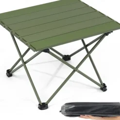 Portable Camping Side Table, Ultralight Aluminum Folding Beach Table with Carry Bag for Outdoor Cooking, Picnic, Camp, Boat, Travel