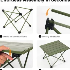 Portable Camping Side Table, Ultralight Aluminum Folding Beach Table with Carry Bag for Outdoor Cooking, Picnic, Camp, Boat, Travel