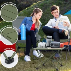 Portable Camping Side Table, Ultralight Aluminum Folding Beach Table with Carry Bag for Outdoor Cooking, Picnic, Camp, Boat, Travel
