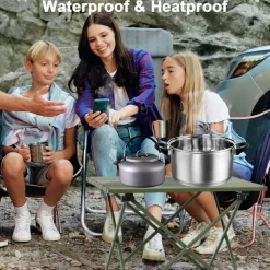 Portable Camping Side Table, Ultralight Aluminum Folding Beach Table with Carry Bag for Outdoor Cooking, Picnic, Camp, Boat, Travel