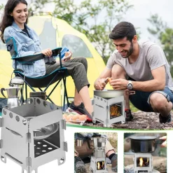 Portable Camping Wood Stove Stainless Steel Wood Burning Stove Alcoho Stove for Picnic BBQ Hiking Survival Cooking Equipment for - Outdoor Camping