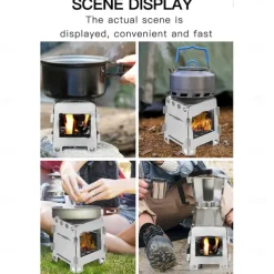 Portable Camping Wood Stove Stainless Steel Wood Burning Stove Alcoho Stove for Picnic BBQ Hiking Survival Cooking Equipment for - Outdoor Camping