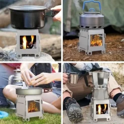 Portable Camping Wood Stove Stainless Steel Wood Burning Stove Alcoho Stove for Picnic BBQ Hiking Survival Cooking Equipment for - Outdoor Camping