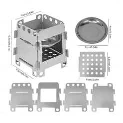 Portable Camping Wood Stove Stainless Steel Wood Burning Stove Alcoho Stove for Picnic BBQ Hiking Survival Cooking Equipment for - Outdoor Camping